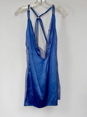 Victoria's Secret Chemise Nightgown Lace Medium Baby Blue
